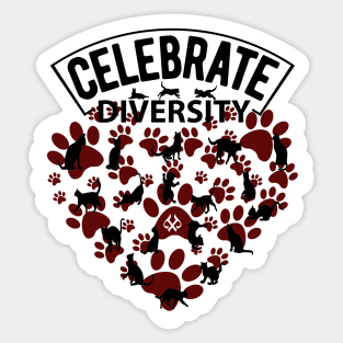 Celebrate Diversity Cat Sticker